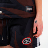 Black camo puffer shorts