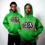Green pigment zipper hoodie