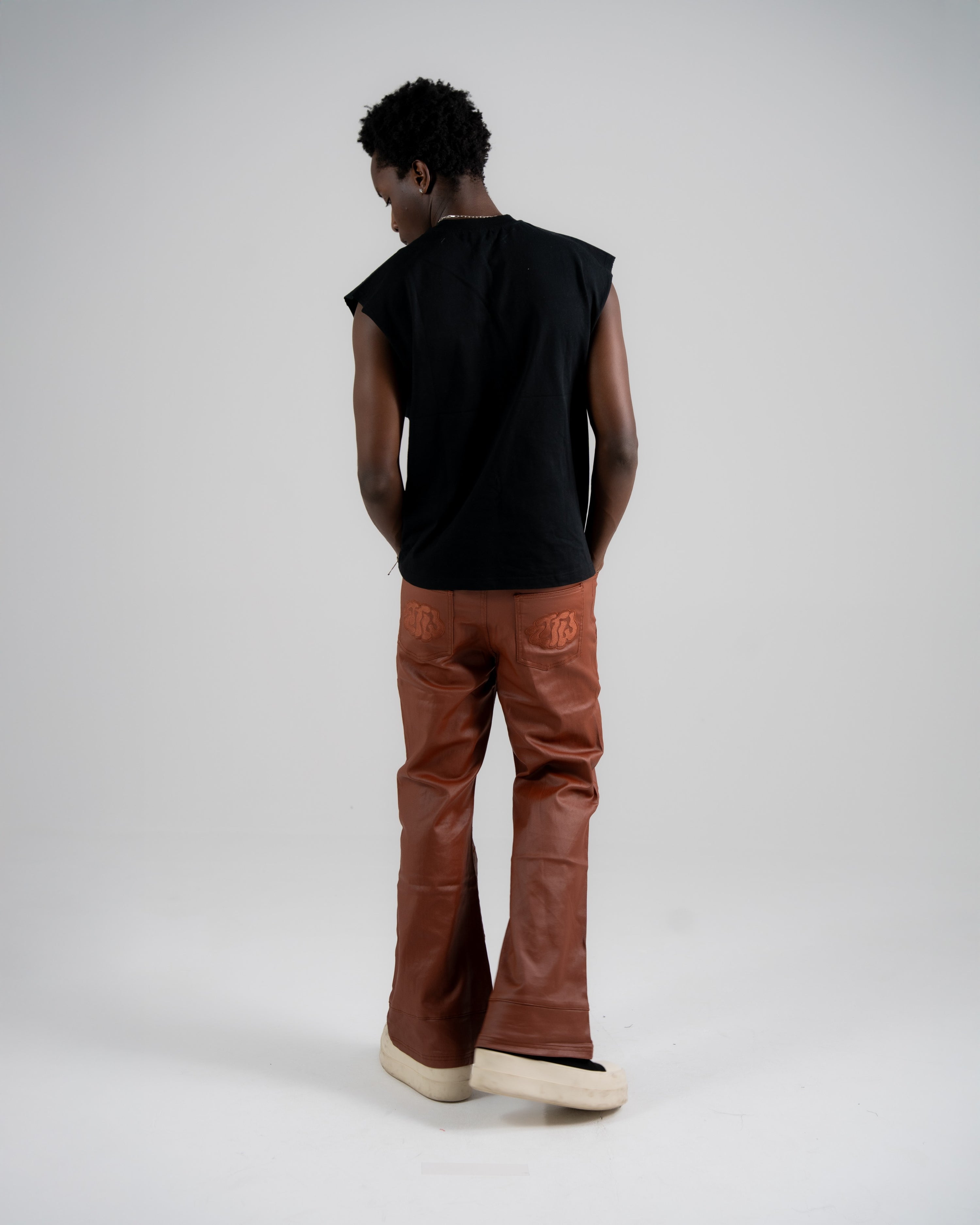 Zttw wax denim pants - brown