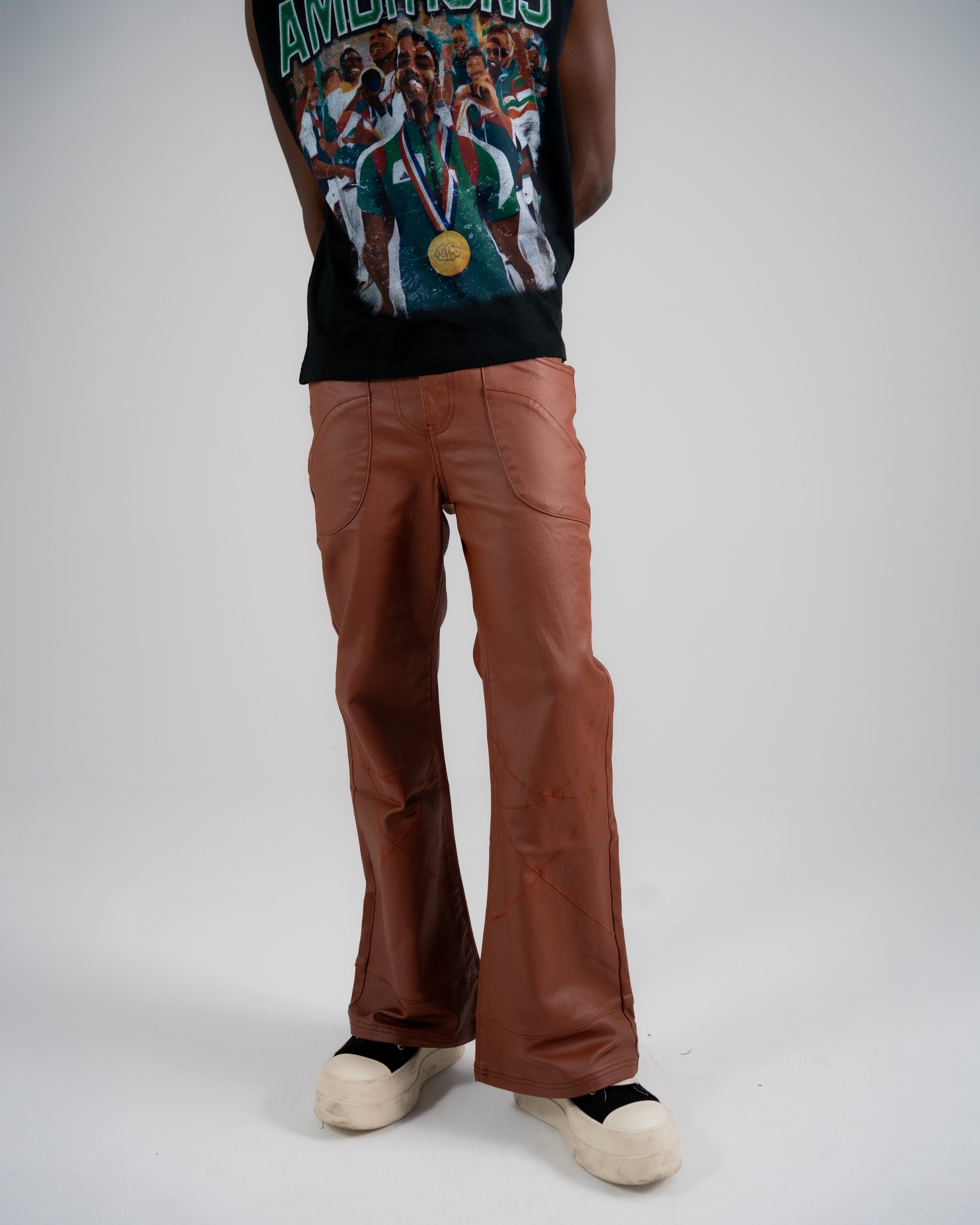 Zttw wax denim pants - brown