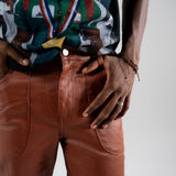 Zttw wax denim pants - brown