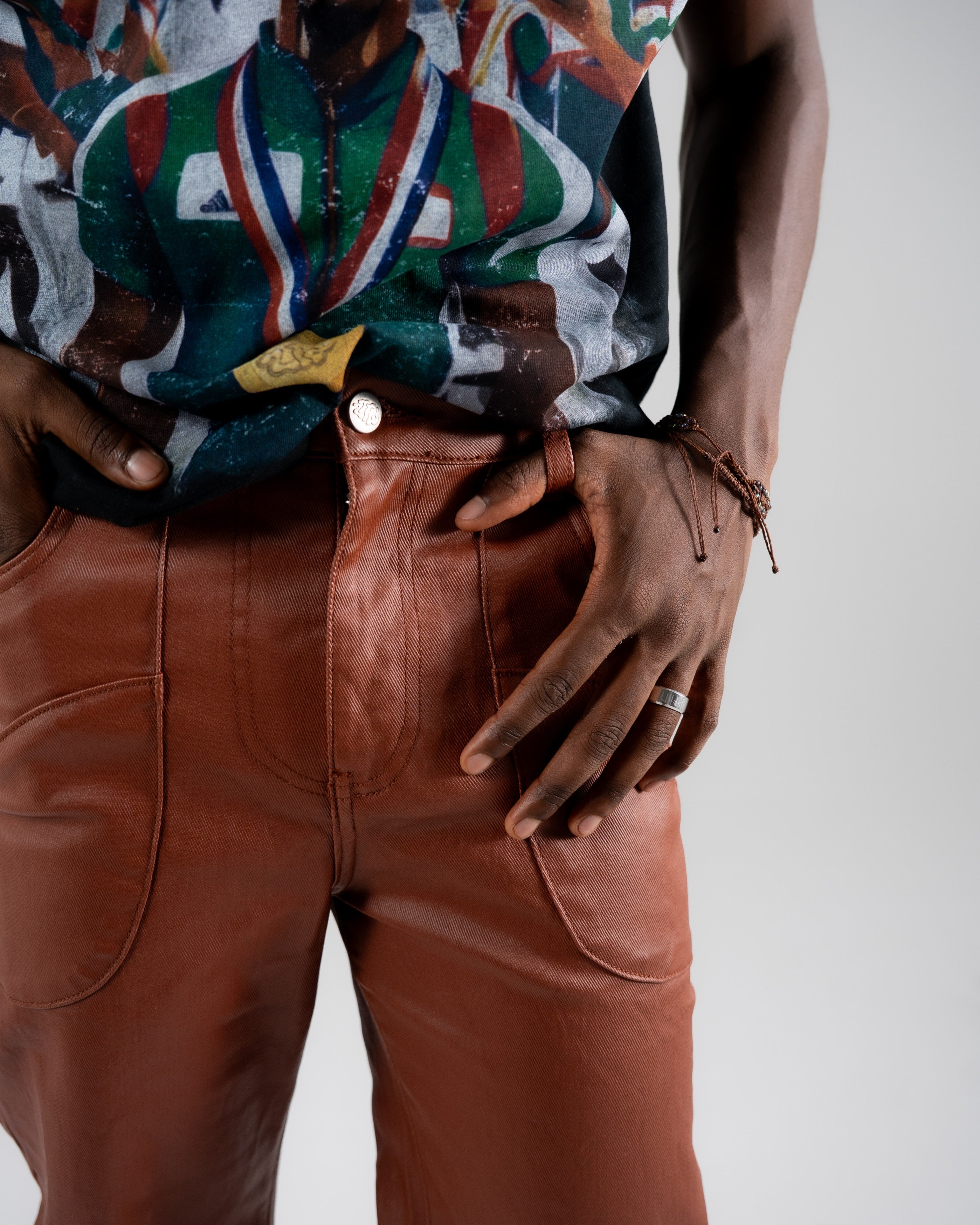 Zttw wax denim pants - brown