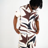 cream camo puffer shorts