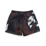 Black camo puffer shorts