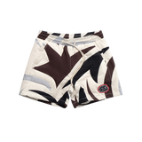 cream camo puffer shorts